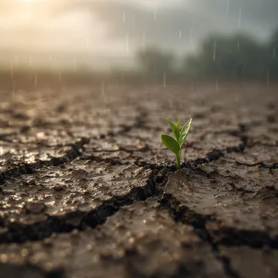 Gentle Rain Reviving Cracked Earth
