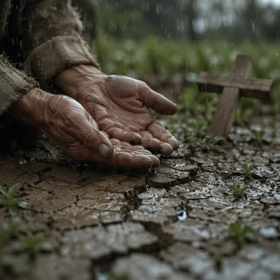 Merciful Rain Over Cracked Earth