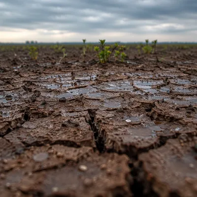 Gentle Rain on Cracked Dry Soil