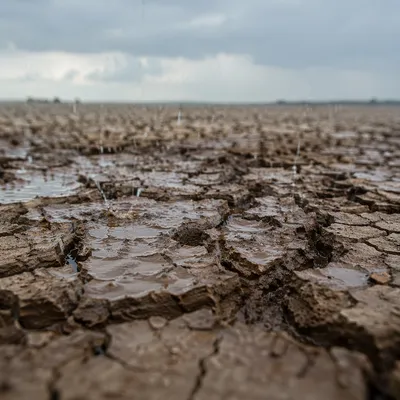 Gentle Rain on Cracked Dry Soil