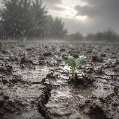 Gentle Rain Revives Cracked Garden Soil