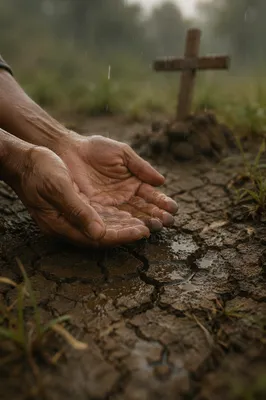 Gentle Mercy Rain on Cracked Soil