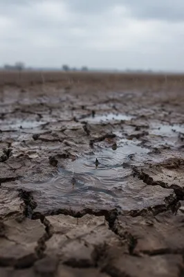Gentle Rain on Cracked Dry Soil