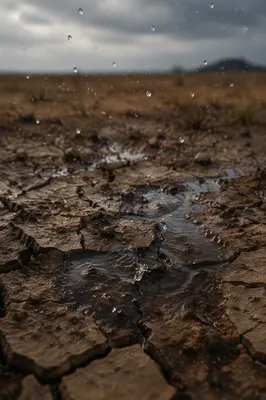 Gentle Rain on Cracked Dry Soil