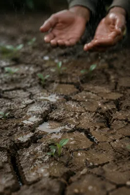 Gentle Mercy Rain on Cracked Soil