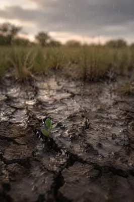 Gentle Rain Reviving Cracked Earth Sprout