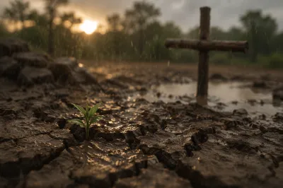 Gentle Rain Bringing Mercy to Cracked Earth