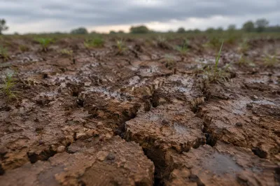 Gentle Rain on Cracked Dry Soil