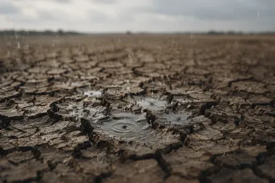 Gentle Rain on Cracked Dry Soil