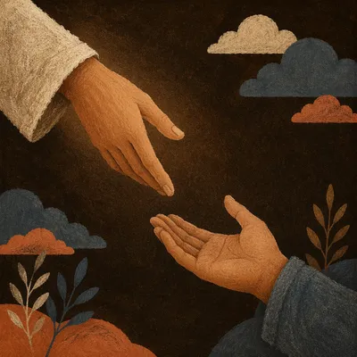 Mercy Hands Reaching Through Darkness