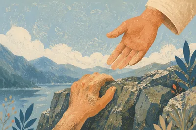 Mercy Hands Reaching Down in Compassion