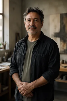 Confident Middle-Aged Man in Creative Studio