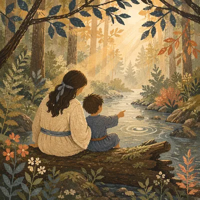 Mother and Son Quiet Forest Bond