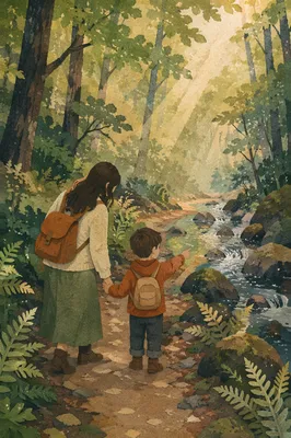 Mother and Son Forest Walk Bonding