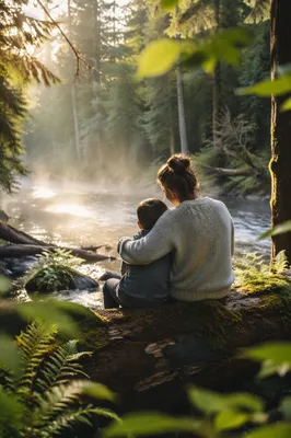 Mother and Son Quiet Forest Bond