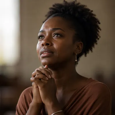 Tearful Young Woman in Quiet Reflection