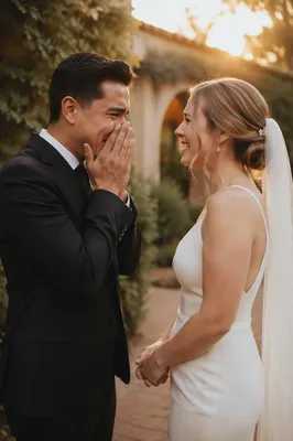 Emotional Newlyweds First Look Close Up