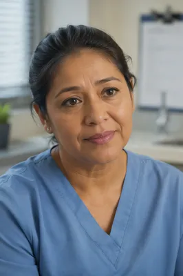 Compassionate Nurse Headshot in Clinic Room