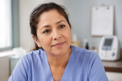 Compassionate Nurse Headshot in Clinic Room