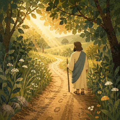 Obedient Footsteps Through a Meadow Path