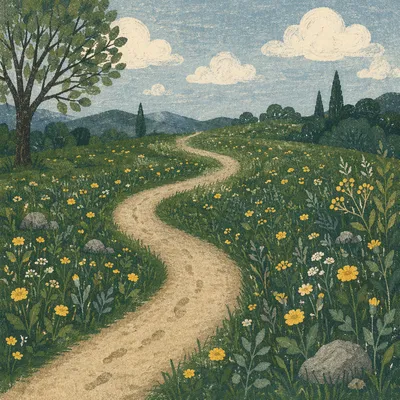 Obedient Footsteps Along a Meadow Path