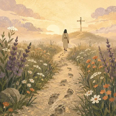 Obedient Footsteps Through Dawn Meadow