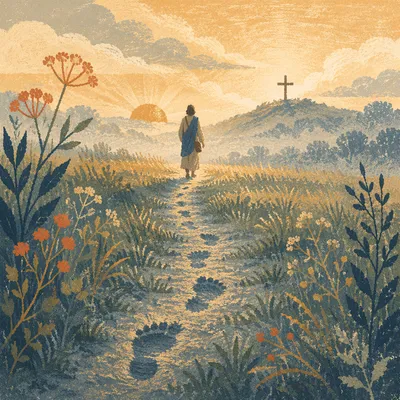 Obedient Footsteps on a Misty Meadow Path