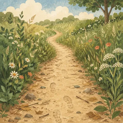 Obedient Footsteps Along a Meadow Path