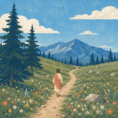 Obedient Footpath Through Peaceful Mountain Meadow