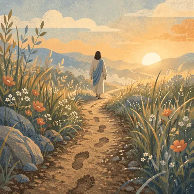 Obedient Footsteps Through Morning Meadow Path