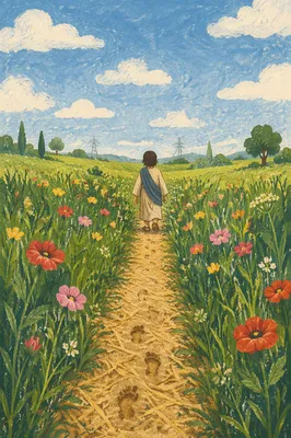 Obedient Footsteps Through a Meadow Path