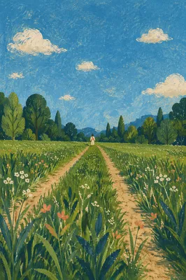 Obedient Footsteps Through Meadow Path