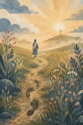 Obedient Footsteps on a Misty Meadow Path
