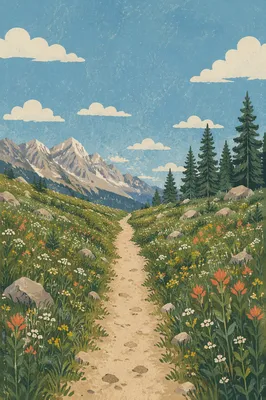 Obedient Footsteps Through Alpine Meadow Path