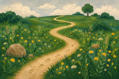 Obedient Footsteps Along a Meadow Path