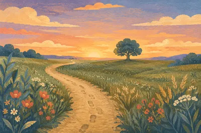 Obedient Footsteps Along a Meadow Path