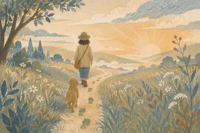 Faithful Footsteps on Meadow Path