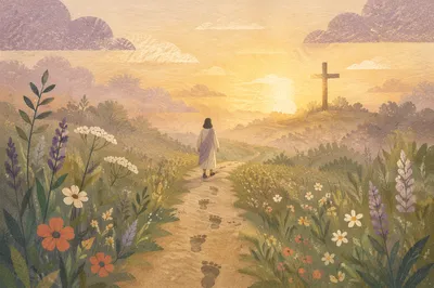 Obedient Footsteps Through Dawn Meadow