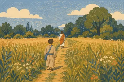 Obedient Footsteps Through Golden Meadow