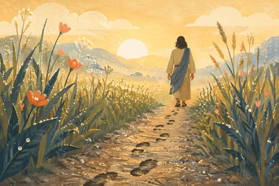 Obedient Footsteps Through Sunrise Meadow Path