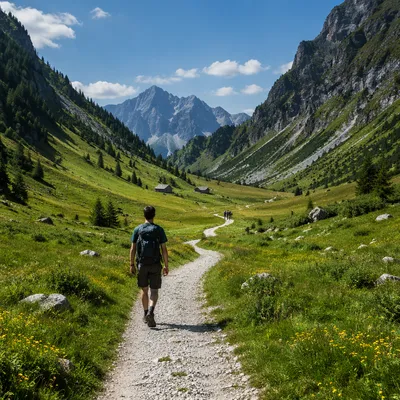 Obedient Footsteps on Alpine Meadow Path