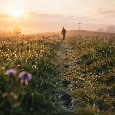 Obedient Footsteps Through Dawn Meadow