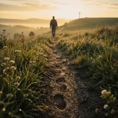 Obedient Footsteps Through Dawn Meadow