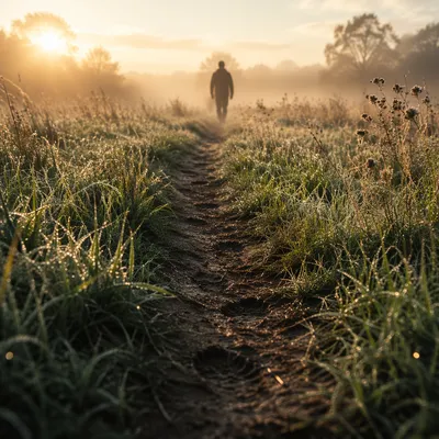 Obedient Footsteps Through Dawn Meadow