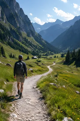Obedient Footsteps Through Alpine Meadow Path