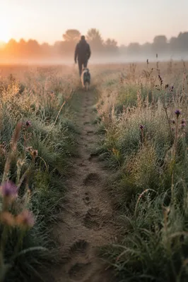 Obedient Footsteps on a Dawn Meadow Path
