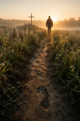 Obedient Footsteps Through Dawn Meadow