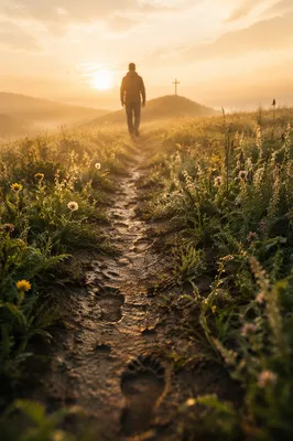 Obedient Footsteps Through Dawn Meadow