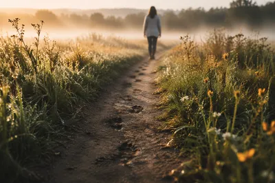 Obedient Footsteps Through Dawn Meadow