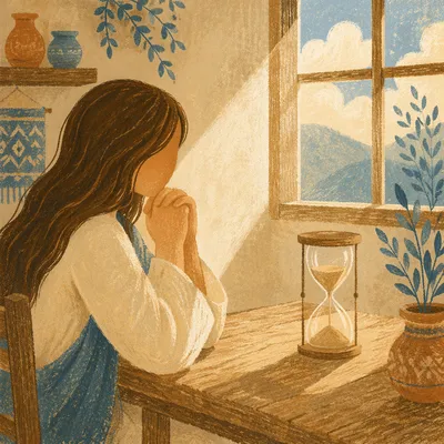 Patient Waiting Beside Morning Hourglass